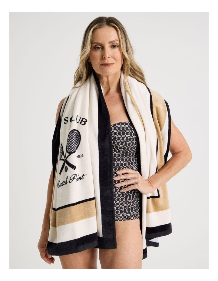 Tennis Club Printed Beach Towel in Multi