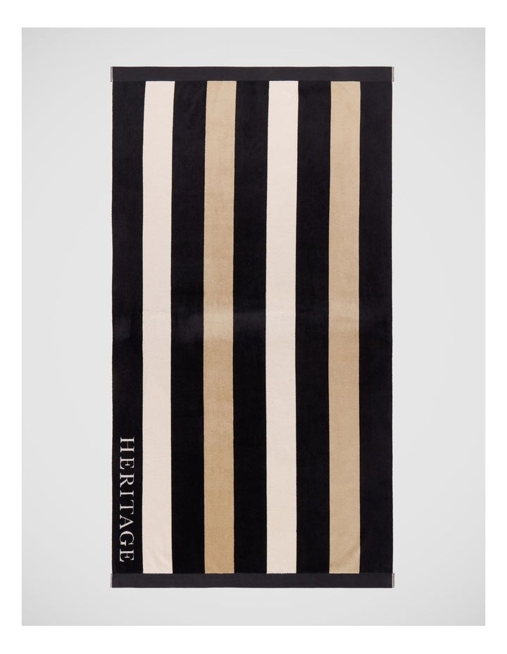 Santorini Resort Stripe Beach Towel in Black