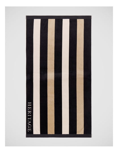 Santorini Resort Stripe Beach Towel in Black