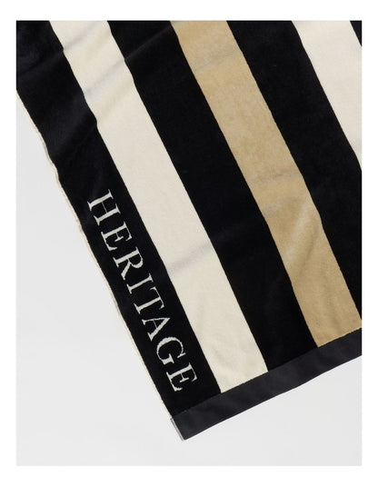 Santorini Resort Stripe Beach Towel in Black