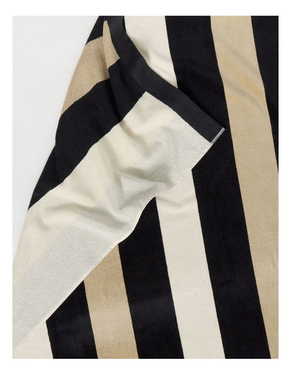 Santorini Resort Stripe Beach Towel in Black