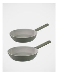 Ceramic 2pce Frypan Pack 24cm & 28cm - Sage