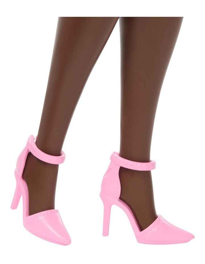 Barbie Deluxe Style Doll #14 in Metallic Pink Barbiecore Dress with Puffed Sleeves and Brown Hair
