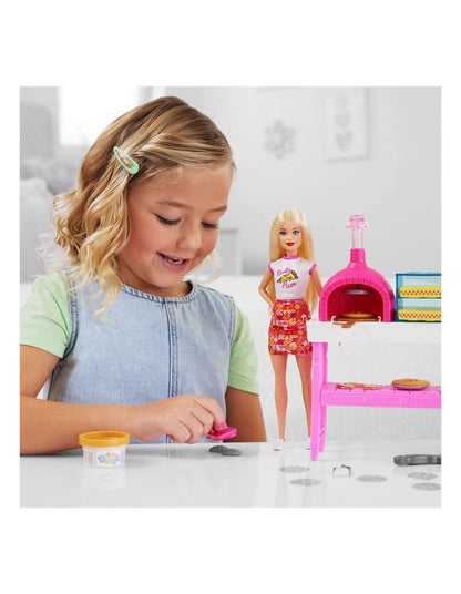 Barbie Pizza Shop Playset with Blonde Doll, Pizza Making Station, 25 Accessories