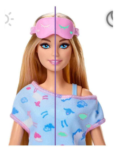 Barbie Party Unboxed Sleepover Reveal Series Blue Pajama Doll & Accessories with 7 Surprises