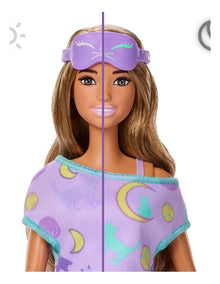 Barbie Party Unboxed Sleepover Reveal Series Purple Pajama Doll & Accessories with 7 Surprises