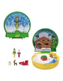 Polly Pocket Micro Buddy & Santa Dolls and Playset, Collaboration Elf Compact with 5 accessories, Holiday Theme