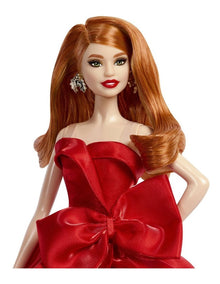 Barbie Signature 2026 Holiday Barbie Fashion Doll, Seasonal Collector, Red Hair with Red Gown with Bow Detail