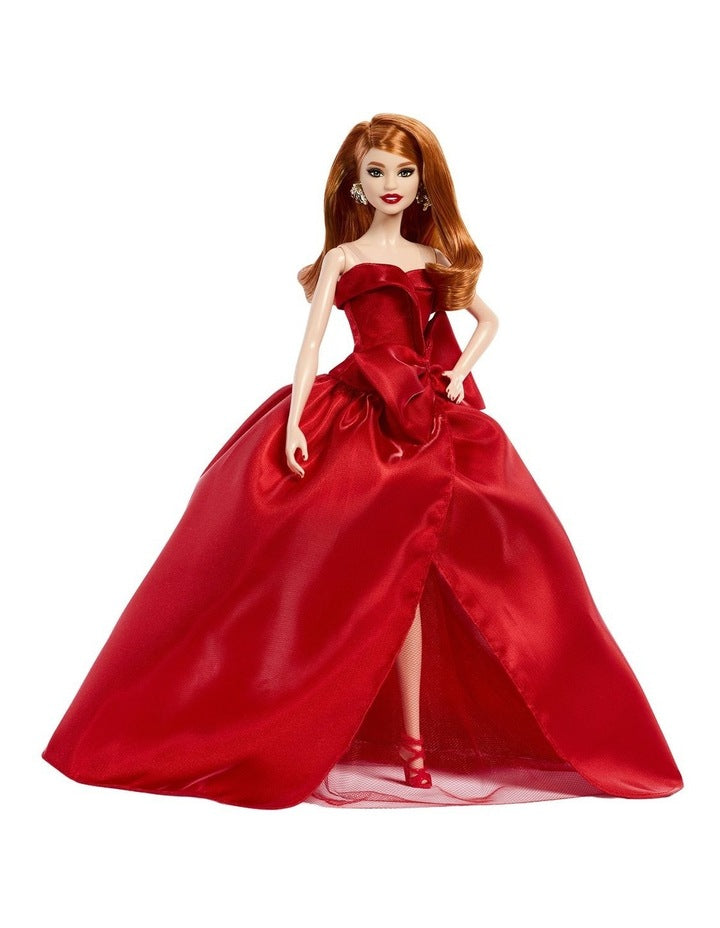 Barbie Signature 2026 Holiday Barbie Fashion Doll, Seasonal Collector, Red Hair with Red Gown with Bow Detail