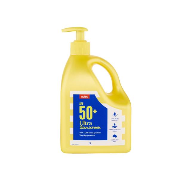 COLES SPF 50+ SUNSCREEN ULTRA PUMP 1LITRE