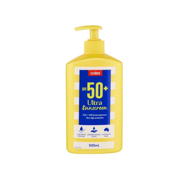 COLES ULTRA SUNSCREEN SPF 50+ 500ML