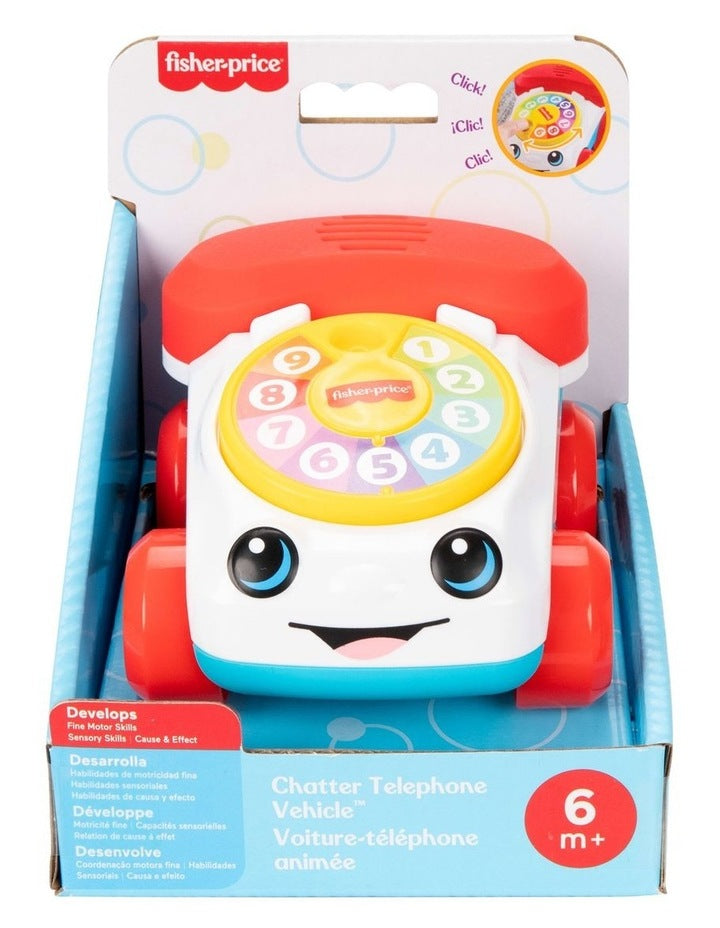 Fisher-Price Chatter Telephone Vehicle, 3-Inch Push-Along Toy with Sounds for Baby & Toddler