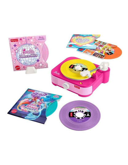 Fisher-Price Barbie Record Player Musical Toy for Preschool Pretend Play, 5 Records & Display Rack
