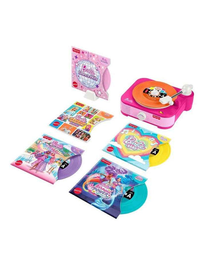 Fisher-Price Barbie Record Player Musical Toy for Preschool Pretend Play, 5 Records & Display Rack