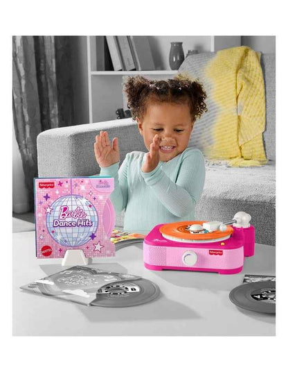 Fisher-Price Barbie Record Player Musical Toy for Preschool Pretend Play, 5 Records & Display Rack