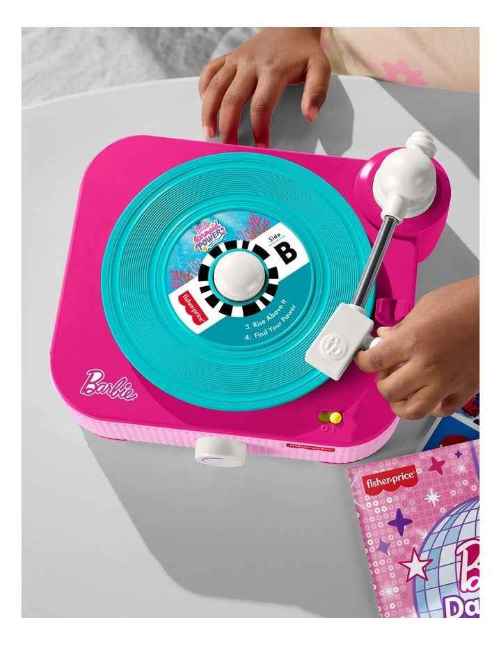 Fisher-Price Barbie Record Player Musical Toy for Preschool Pretend Play, 5 Records & Display Rack