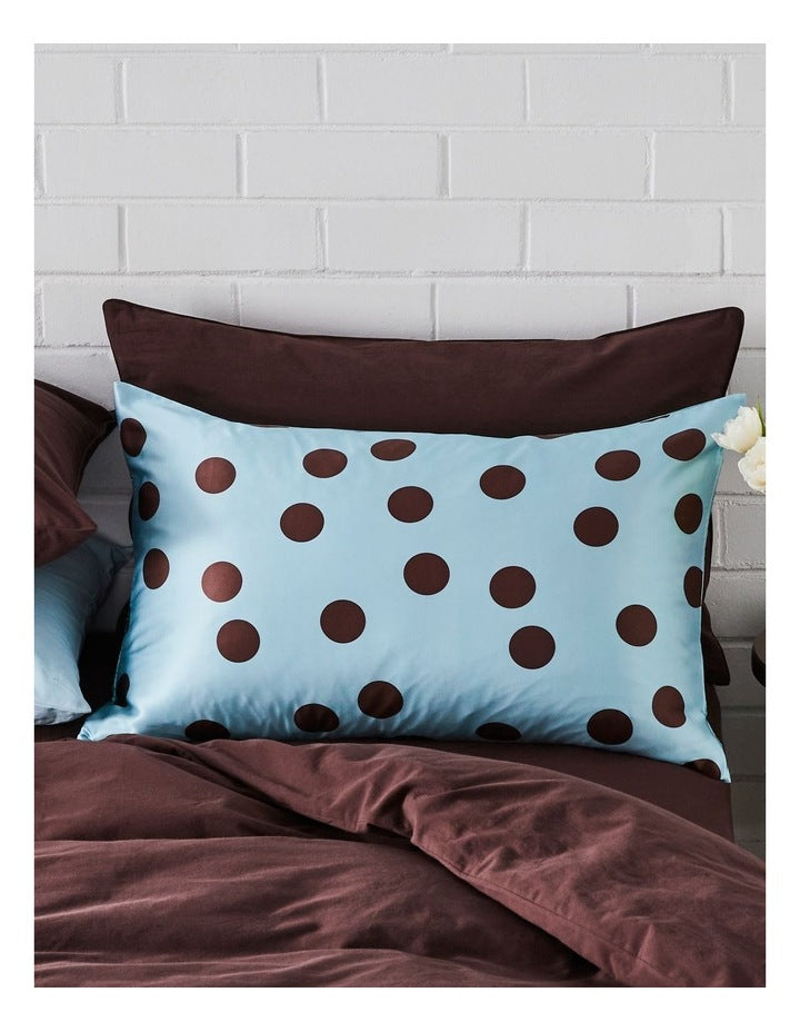 Silk Front Pillowcase in Chocolate Polka Dot
