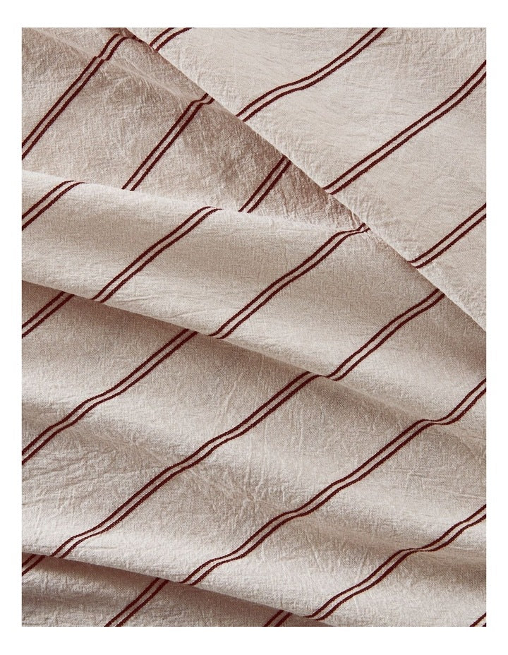 Stonewashed Cotton Sheet Set in Biscuit and Chocolate Stripe