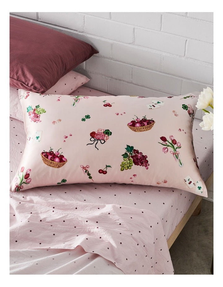 Silk Front Pillowcase in Pink Picnic