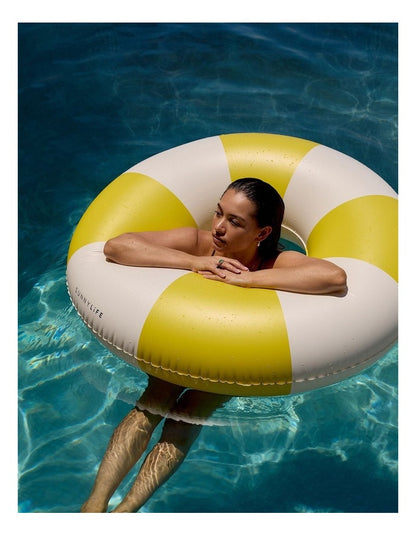 Tube Pool Ring Sunshine Yellow Stripe