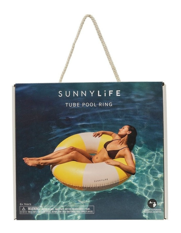 Tube Pool Ring Sunshine Yellow Stripe