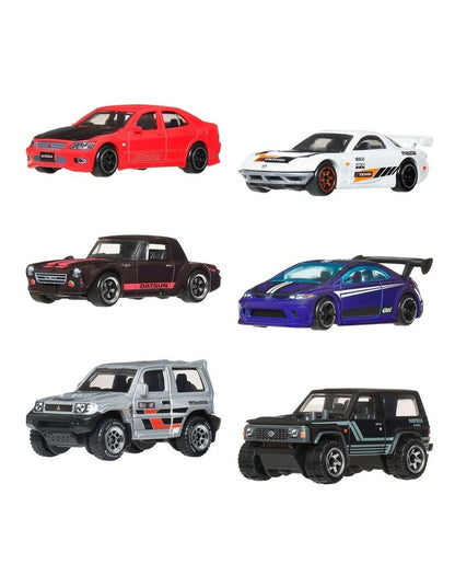 Hot Wheels 1:64 Scale Die-Cast Toy Cars, Set of 6 Japanese Vehicles Assortment