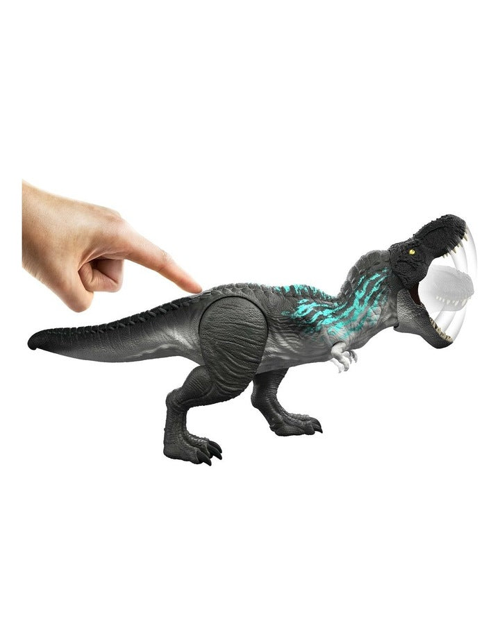 Jurassic World Muscle Madness Tyrannosaurus Rex Action Figure, T-Rex with Grow Feature & Roar