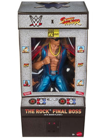 WWE x Street Fighter The Rock Final Boss Action Figure & Accessories, 6-inch Collectible M. Bison Player 2 Mashup Set