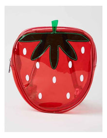 Mini Transparent Strawberry Backpack in Red