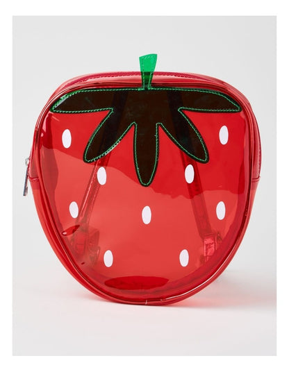 Mini Transparent Strawberry Backpack in Red