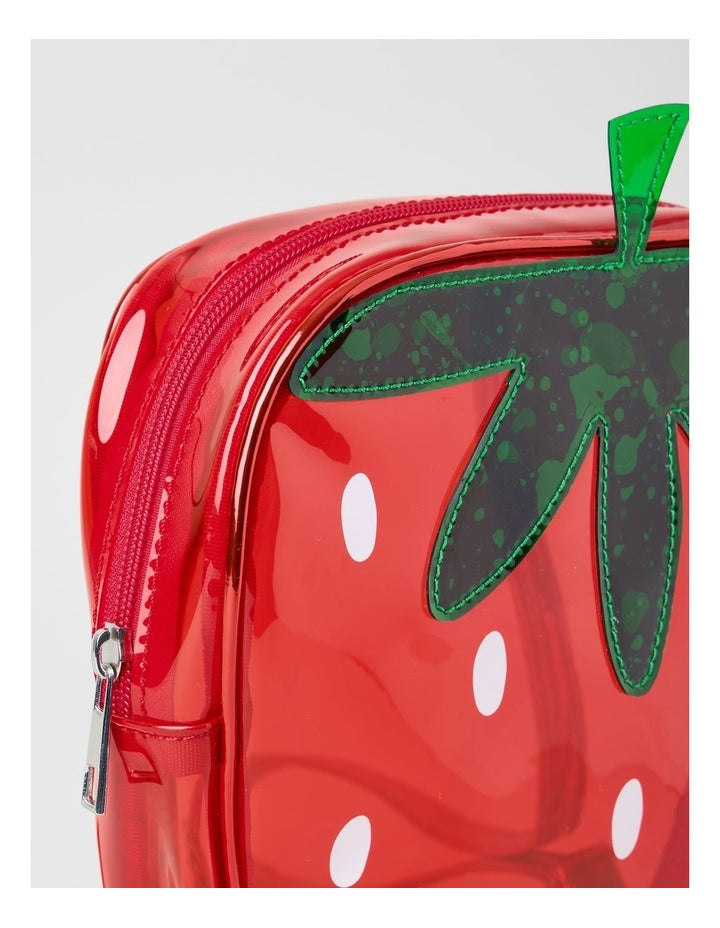 Mini Transparent Strawberry Backpack in Red