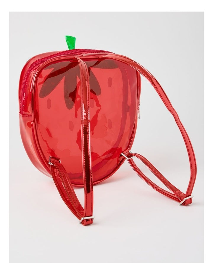 Mini Transparent Strawberry Backpack in Red