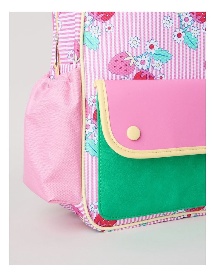 Strawberry Stripe Backpack in Pink
