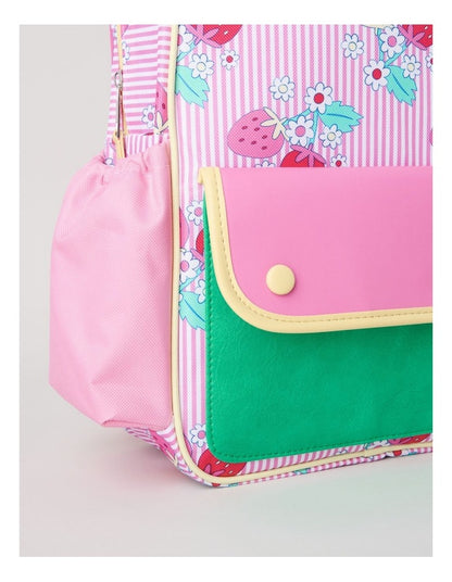 Strawberry Stripe Backpack in Pink
