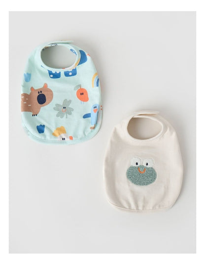 Naturals Newborn 2 Pack Bibs in Oat Marle