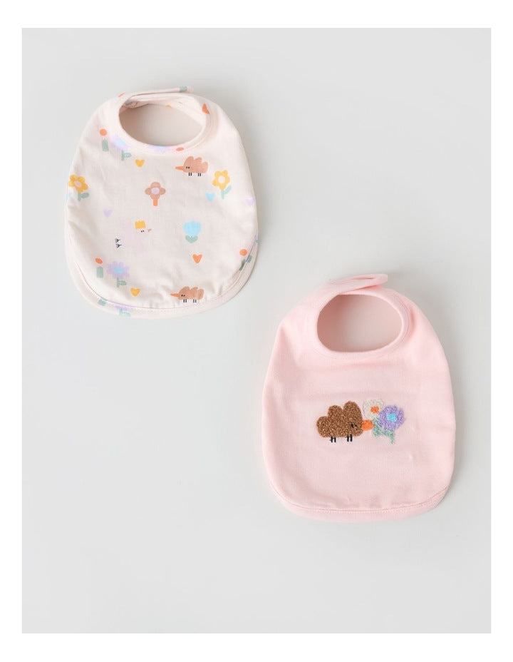 Naturals Newborn 2 Pack Bibs in Pink