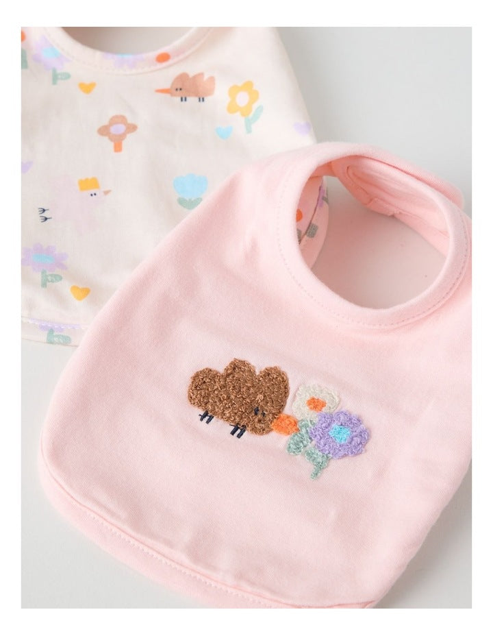 Naturals Newborn 2 Pack Bibs in Pink