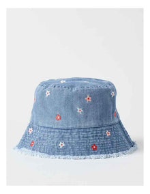Floral Bucket Hat in Denim