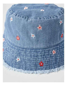 Floral Bucket Hat in Denim