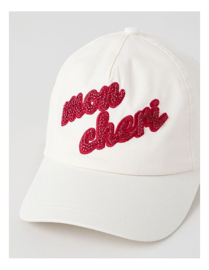 'Mon Cheri' Beaded Cap in Cream