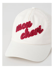 'Mon Cheri' Beaded Cap in Cream