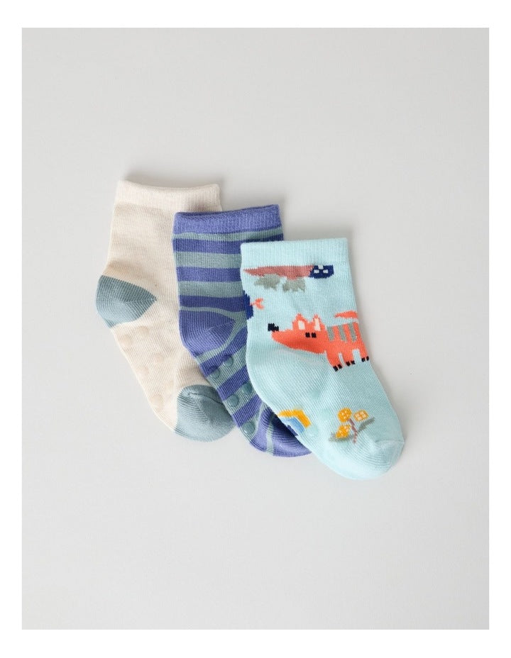 Naturals 3 Pack Baby Socks in Oat Marle/Assorted