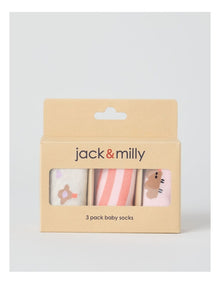 Naturals 3 Pack Baby Socks in Pink/Assorted