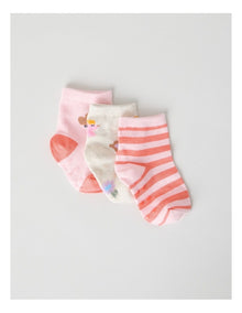 Naturals 3 Pack Baby Socks in Pink/Assorted