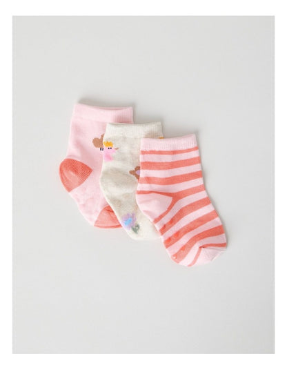 Naturals 3 Pack Baby Socks in Pink/Assorted