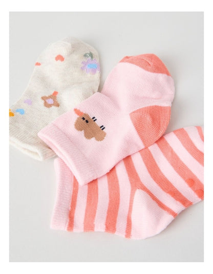 Naturals 3 Pack Baby Socks in Pink/Assorted