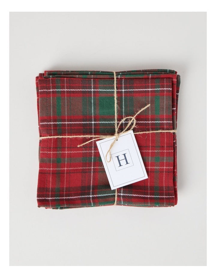 Heirloom Tartan Napkin Set of 4 40 x 40cm in Red and Green