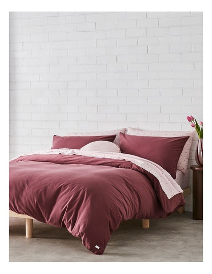 Stonewashed Cotton Quilt Cover Set in Wild Fig