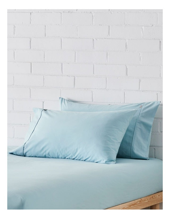 Stonewashed Cotton Pillowcase Pair in Sky