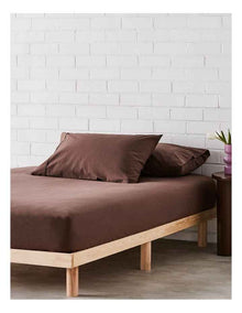 Stonewashed Cotton Pillowcase Pair in Milk Chocolate